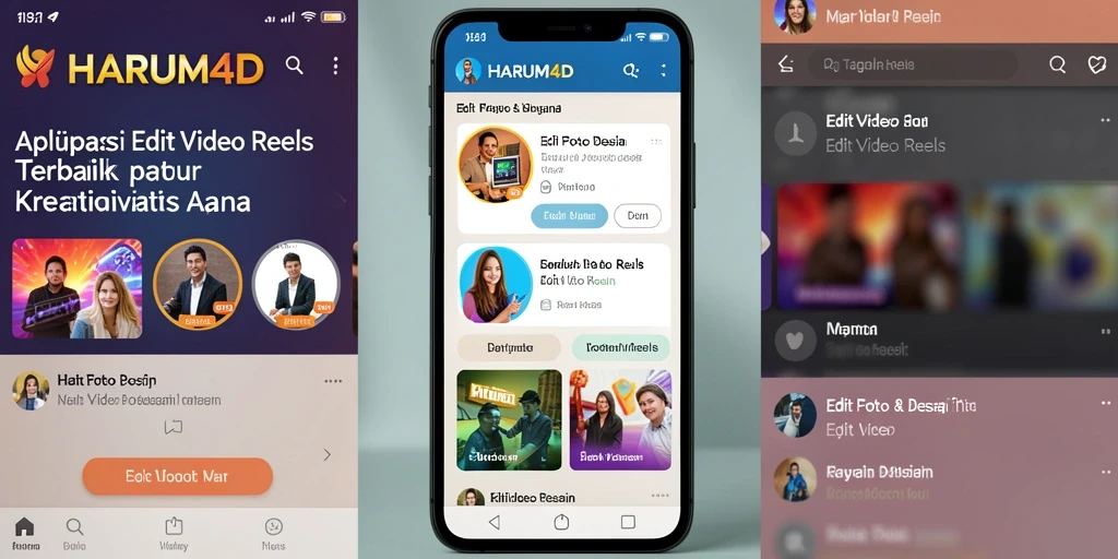 Tampilan antarmuka aplikasi HARUM4D dengan fitur Edit Video Reels.