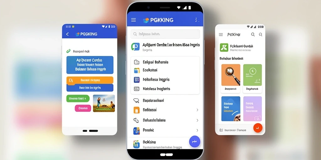 Antarmuka aplikasi PGKING yang menarik dan interaktif untuk Belajar Bahasa Inggris.
