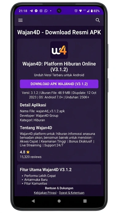 Tampilan halaman APK wajan4d